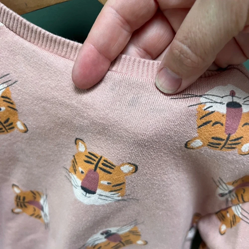 Zara Kids Pink Tiger Print Sweatshirt and Ribbed Leggings Set Size 5-6 Years